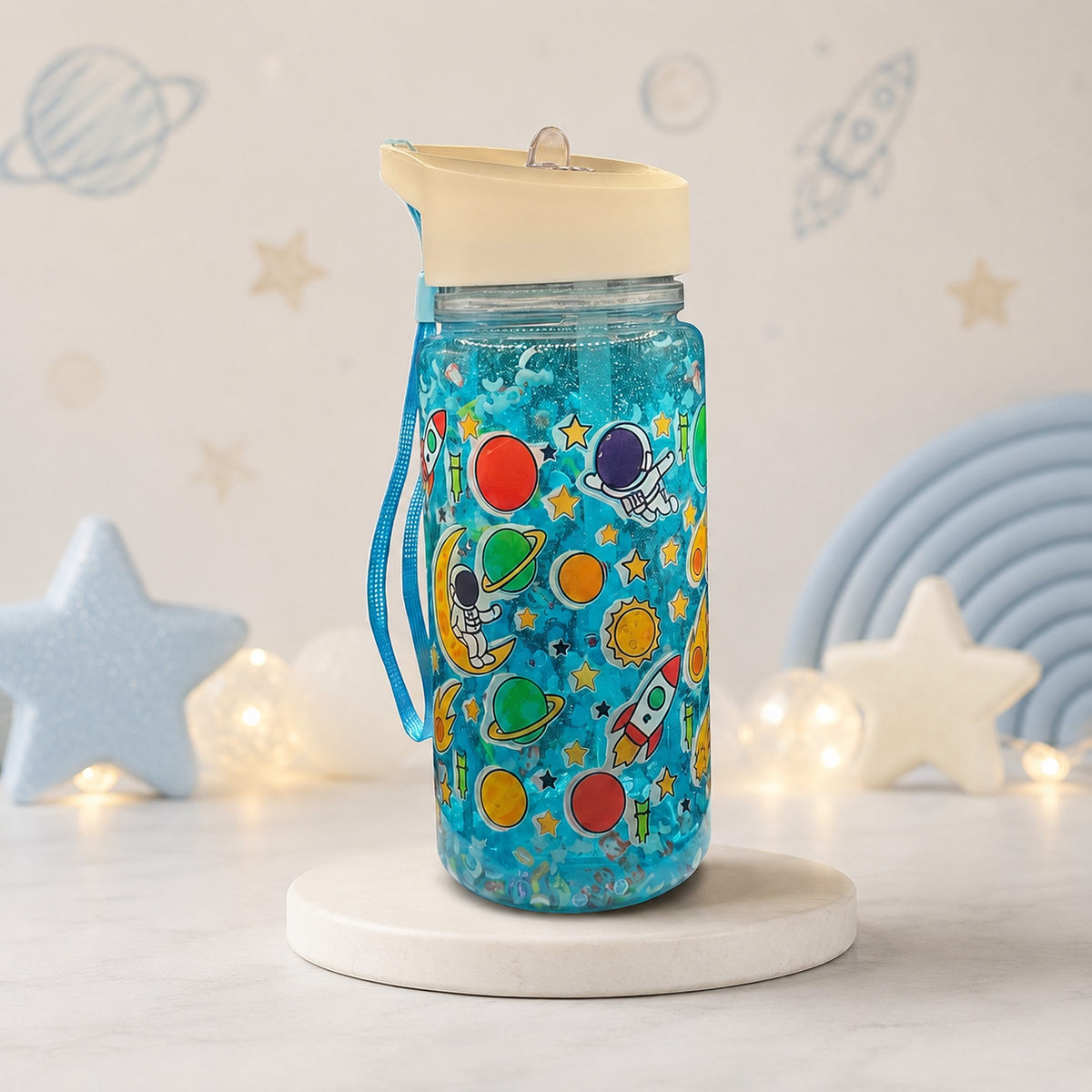 Spaceman Kids 10oz Water Bottle with Wrist Strap