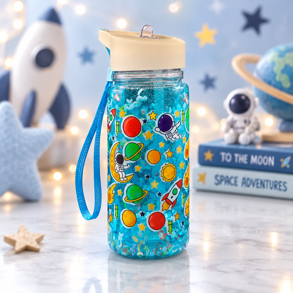 Spaceman Kids 10oz Water Bottle with Wrist Strap