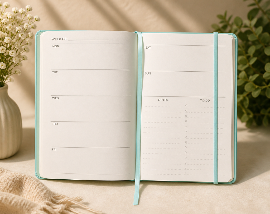 Mum Blue & Yellow Floral Weekly Planner Notebook